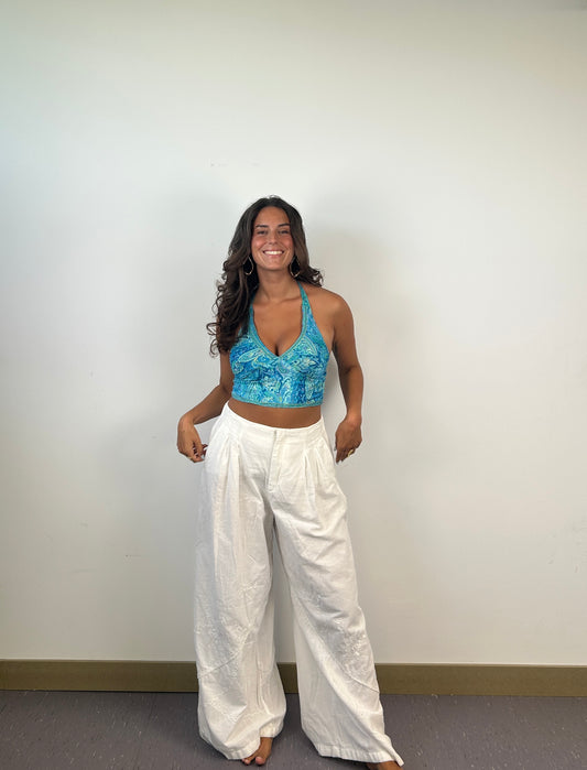 Top Halter Kashmir Azul Turquesa