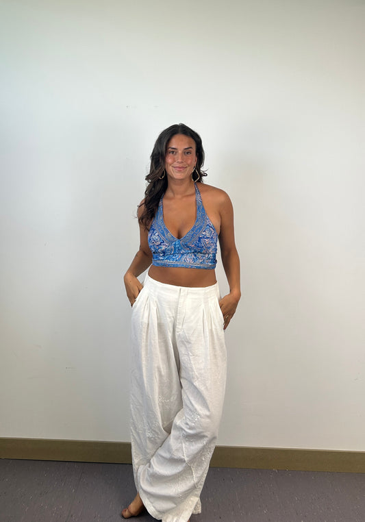 Top Halter Étnico Azul