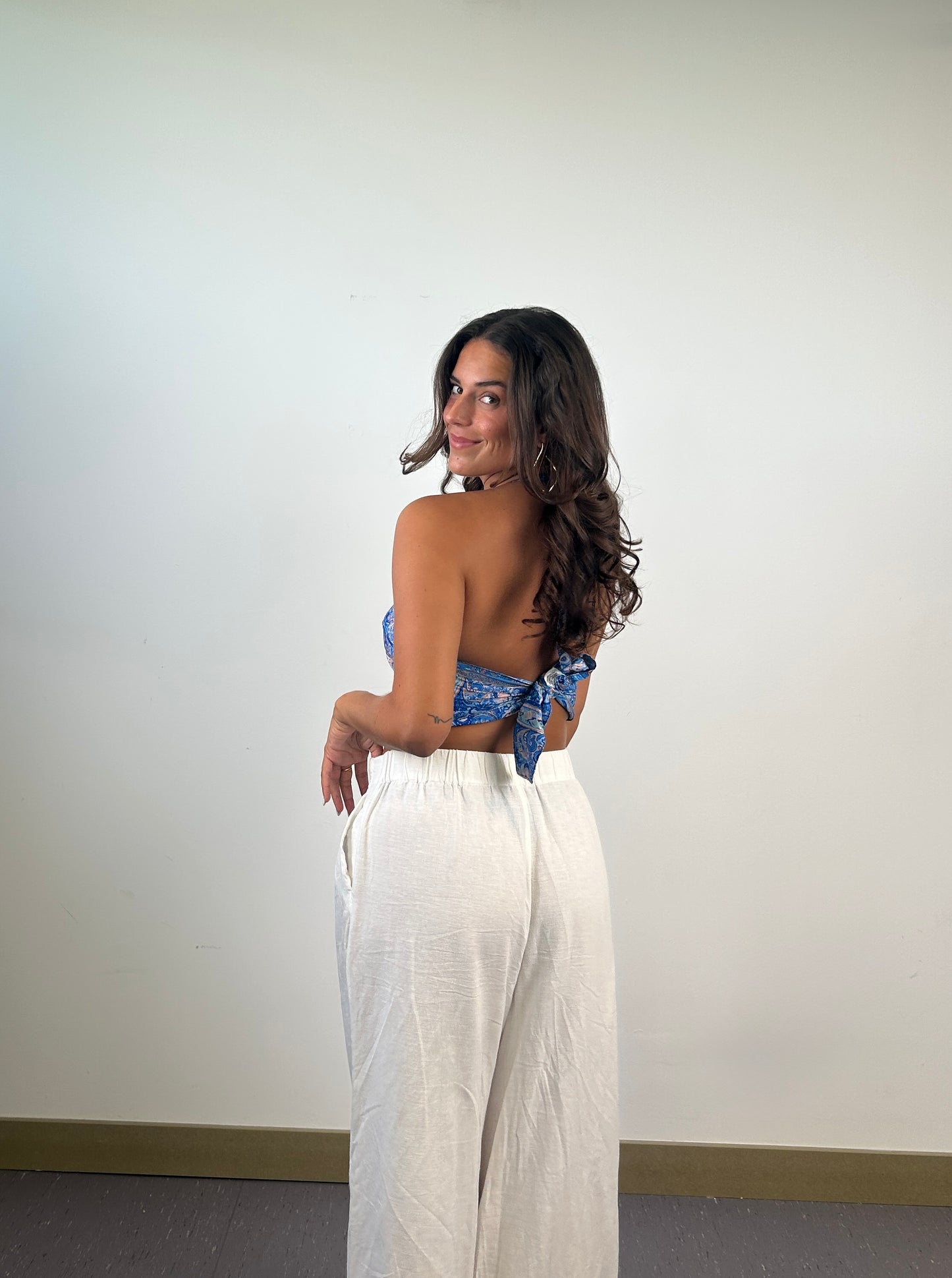 Top Halter Étnico Azul