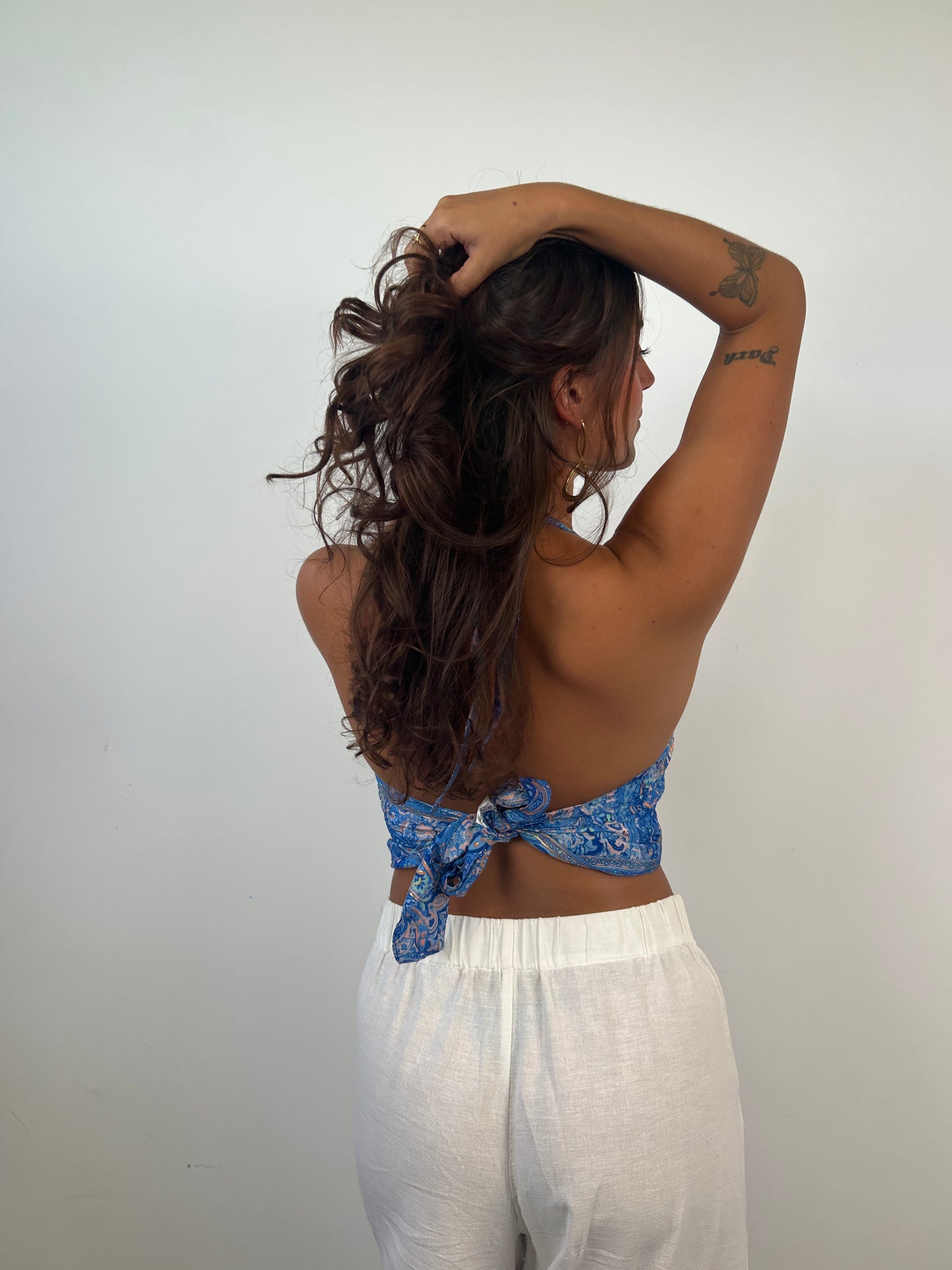 Top Halter Étnico Azul